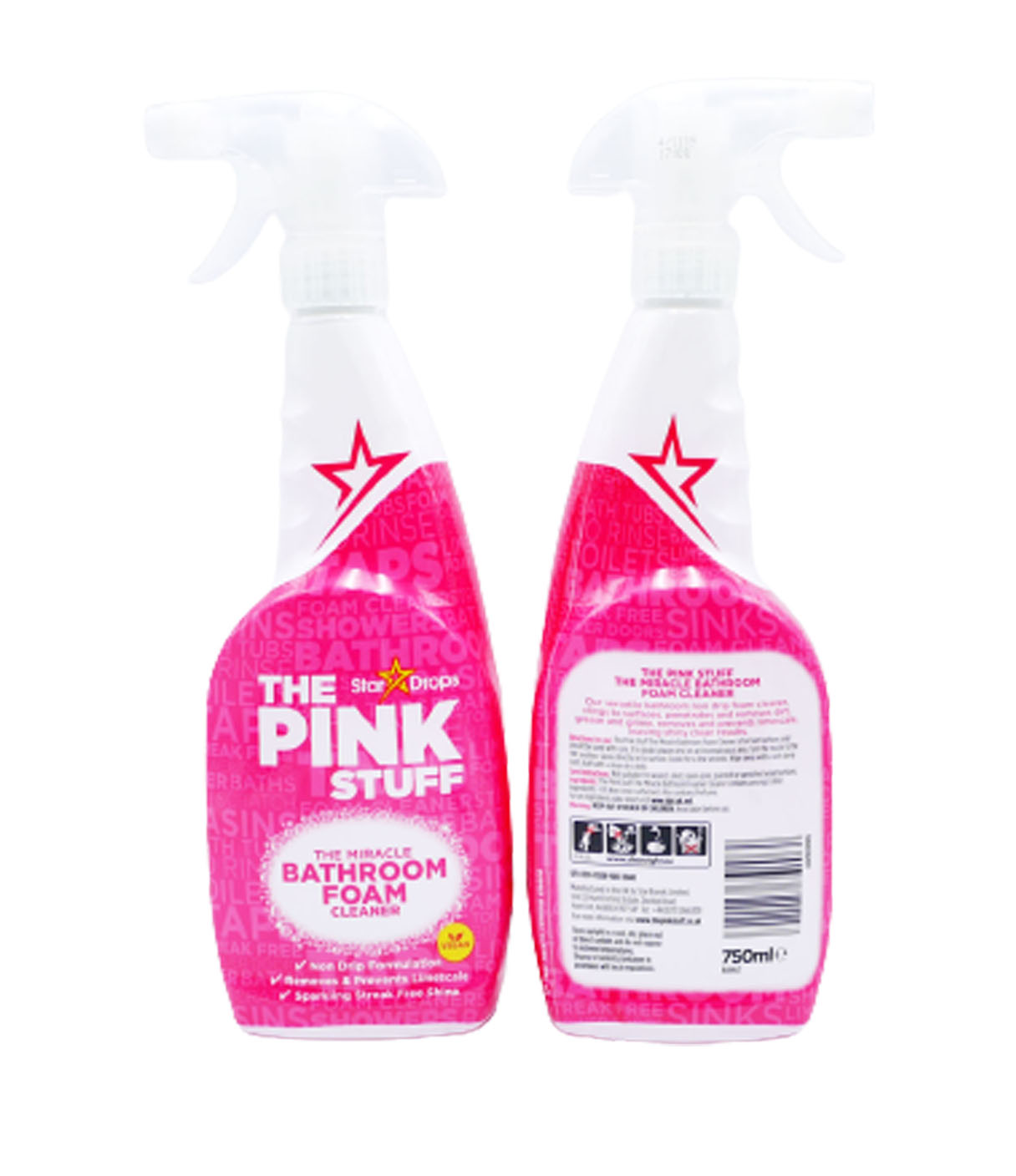 Stardrops The Pink Stuff Bathroom Foam Cleaner 750ml, Removes/Prevents Limescale